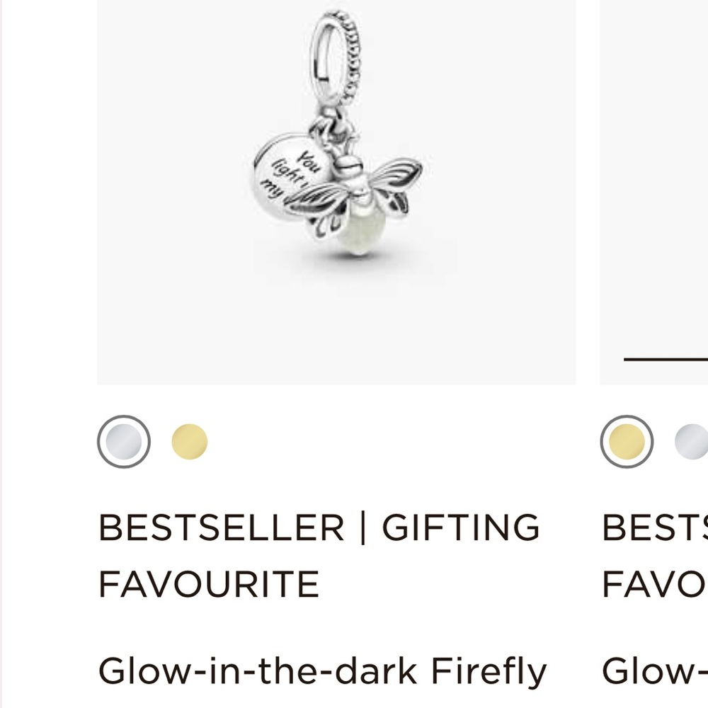 Pandora Silver Glow-in-the-Dark Firefly Bracelet Charm